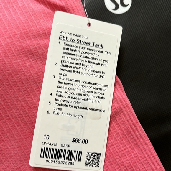 LULULEMON EBB TO STREET TANK IN SAKURA PINK SZ 10 NWT - Picture 10 of 11